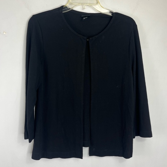 Eileen Fisher Sweaters - Eileen Fisher Size Small Black 3/4 Sleeve Hook Button Closure Cardigan BLSB